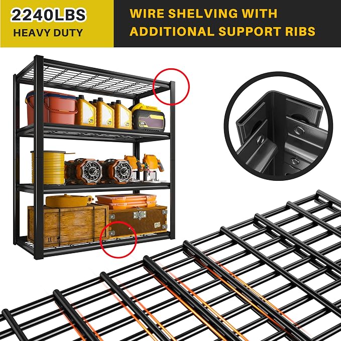 REIBII 40" W Garage Shelving 2240 LBS Storage Shelves Adjustable Heavy Duty