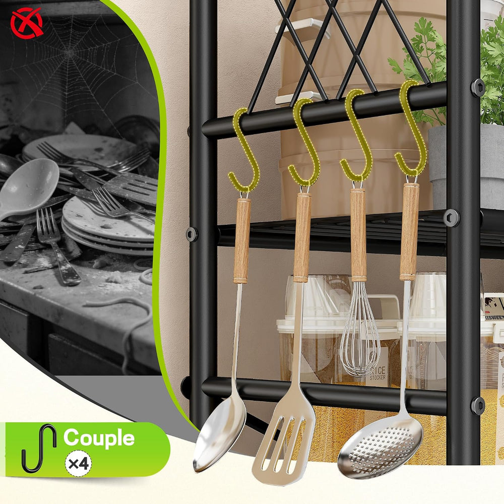 5-Storage Shelves Wire Shelving with Hooks, Metal Shelving Units Shelf Organi...