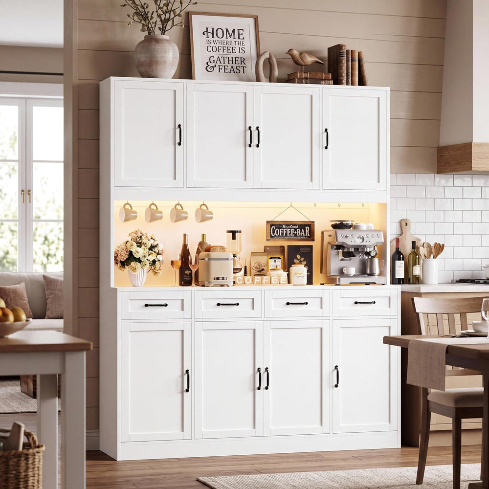 HITHOS 59"W Kitchen Pantry Storage Cabinet, 73" Large Hutch Cabinet...