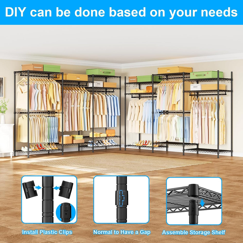 Ulif E13 Pro Heavy Duty Clothes Rack（With 4 Hanger Rods & 8 Shelves） Free...