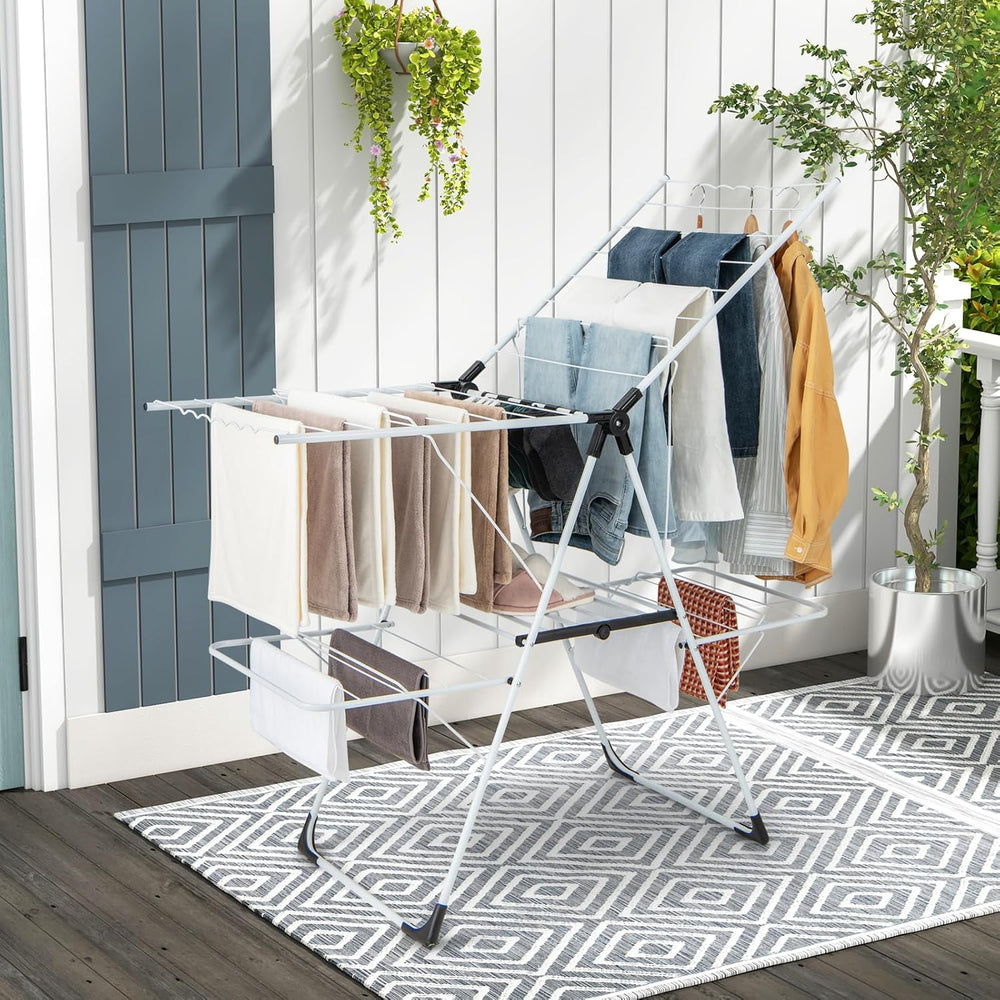 Tangkula 2-Tier Freestanding Foldable Clothes Drying Rack, No Assembly