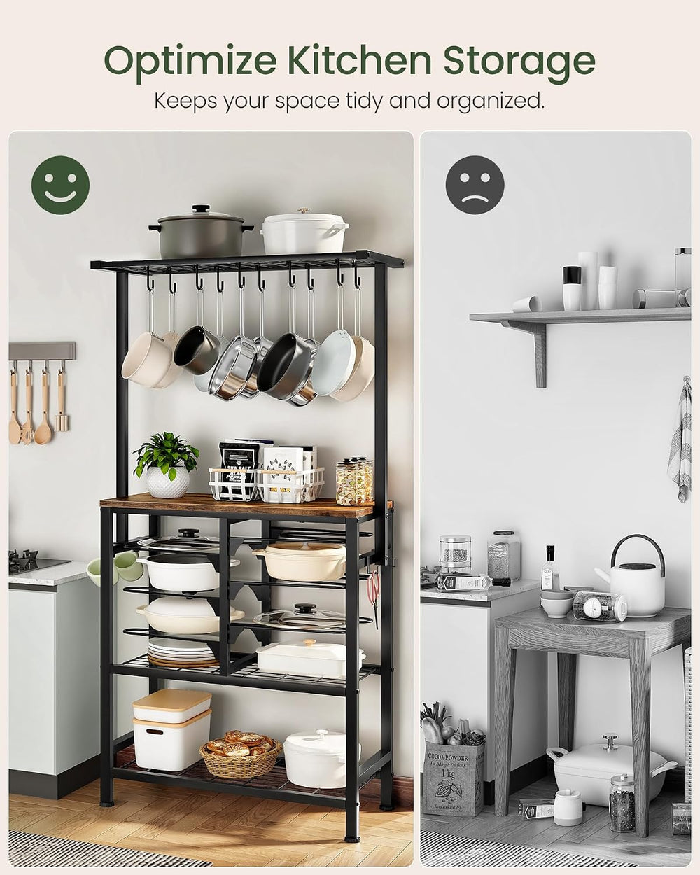 CHOEZON Pots and Pans Organizer Rack, Kitchen Bakers Rack, Multi-Tier Storage...