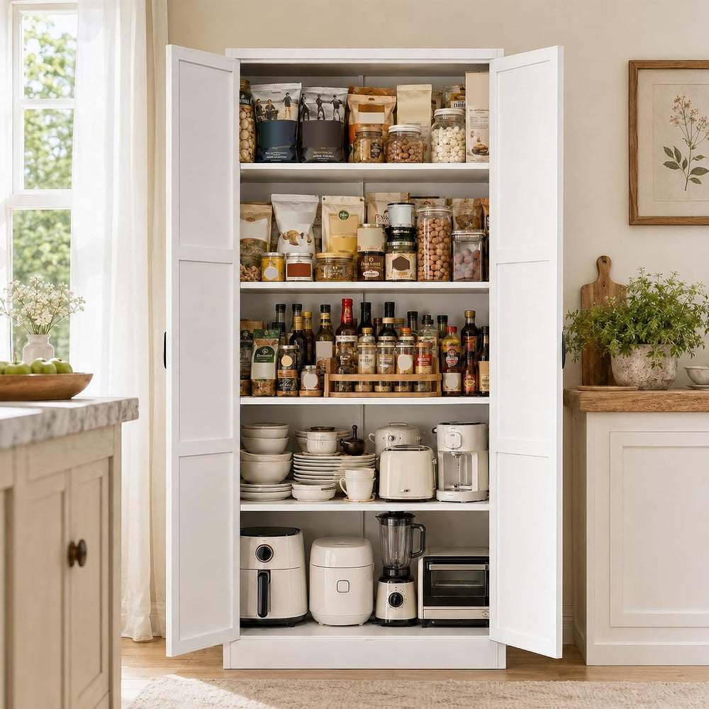 71” Metal Kitchen Pantry Storage Cabinet with Adjustable Shelves