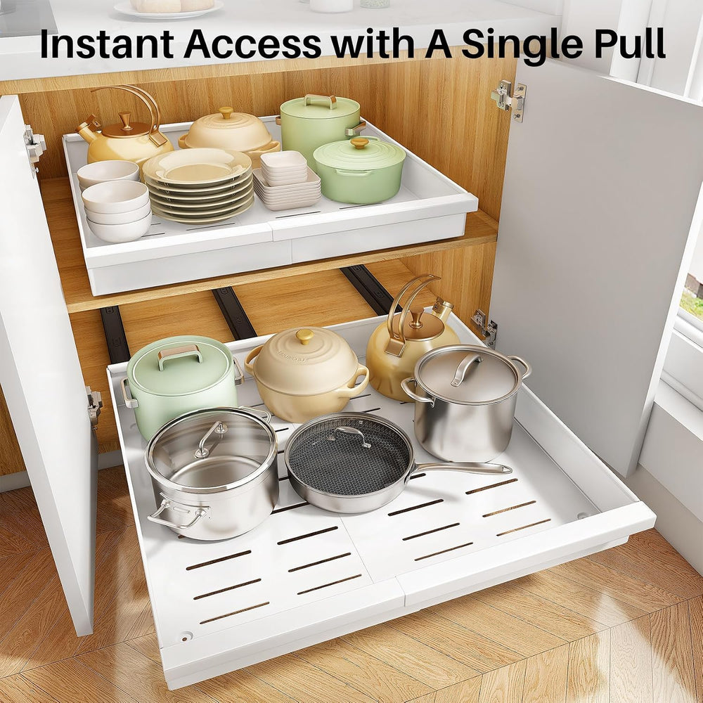PXRACK Pull out Cabinet Organizer, 2-Pack Expandable(9"-14.2") Sild...