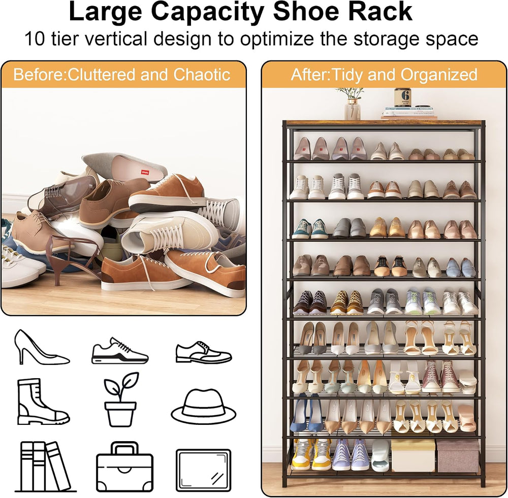 HOMEFORT 10 Tiers Shoe Rack Organizer,39.4" Shoe Storage Shelf for Close...