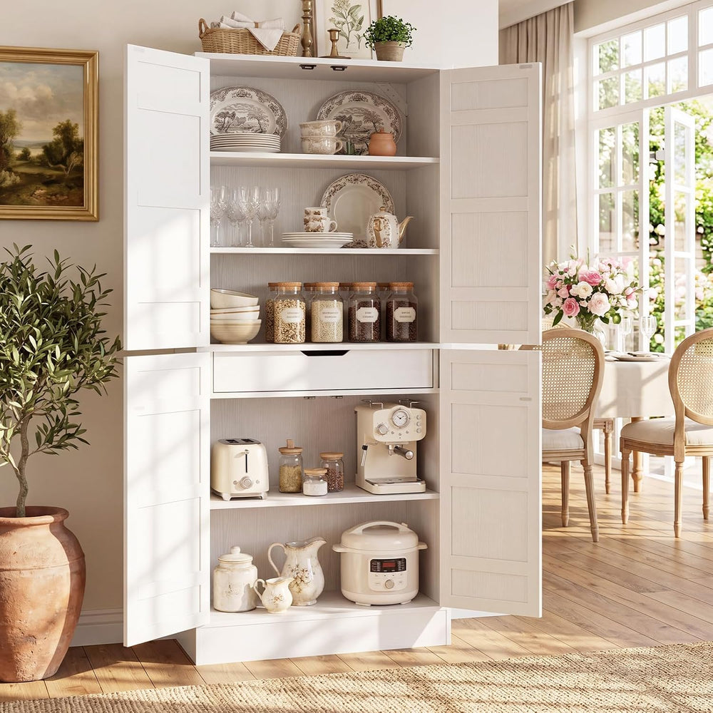 Unikito 71"H Kitchen Pantry Storage Cabinet with Shelves & Drawers, ...