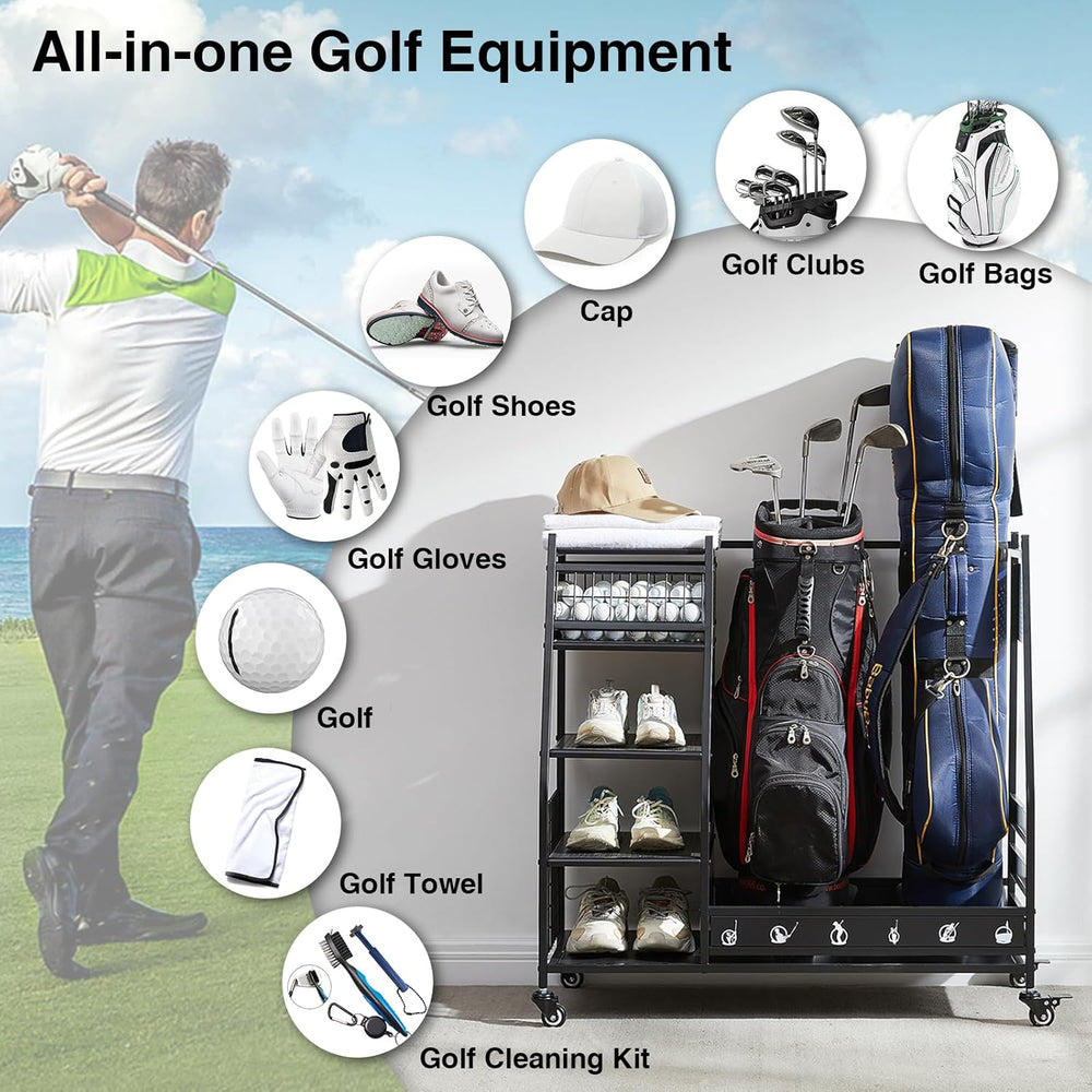 Lauren&Harold Golf Bag Organizer Garage Storage, Golf Storage Rack Stand ...