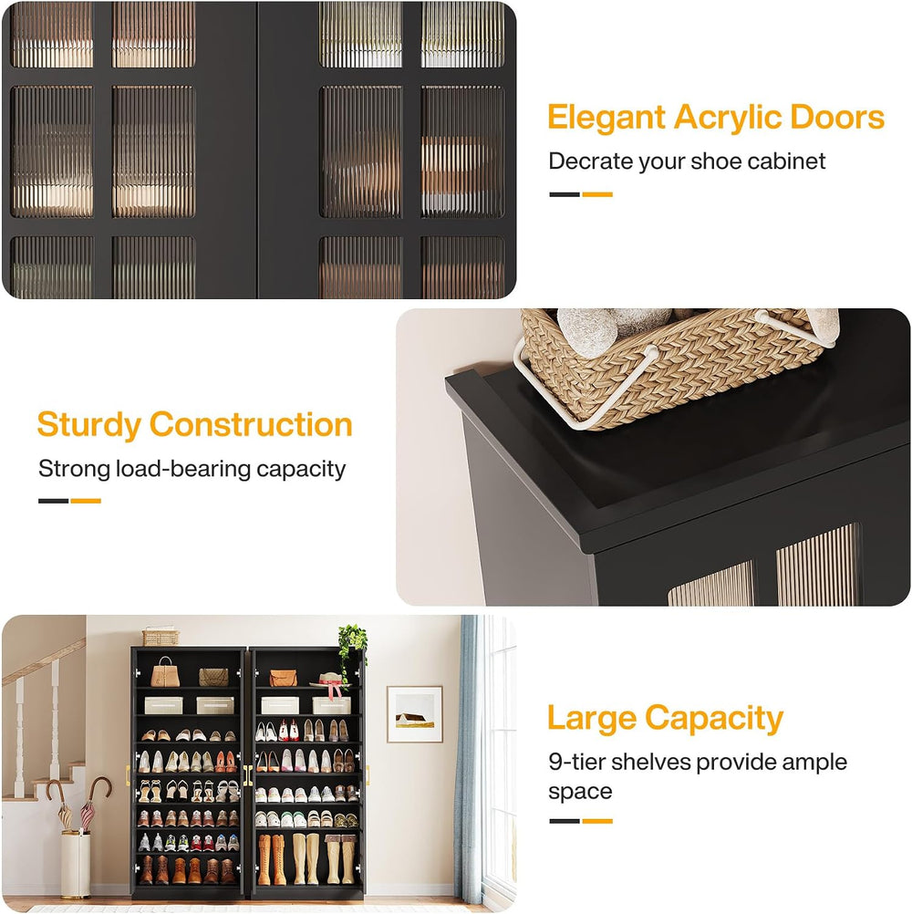 Tribesigns Tall Shoe Cabinet with Doors, 8-Tier Modern Shoe Storage Cabinet