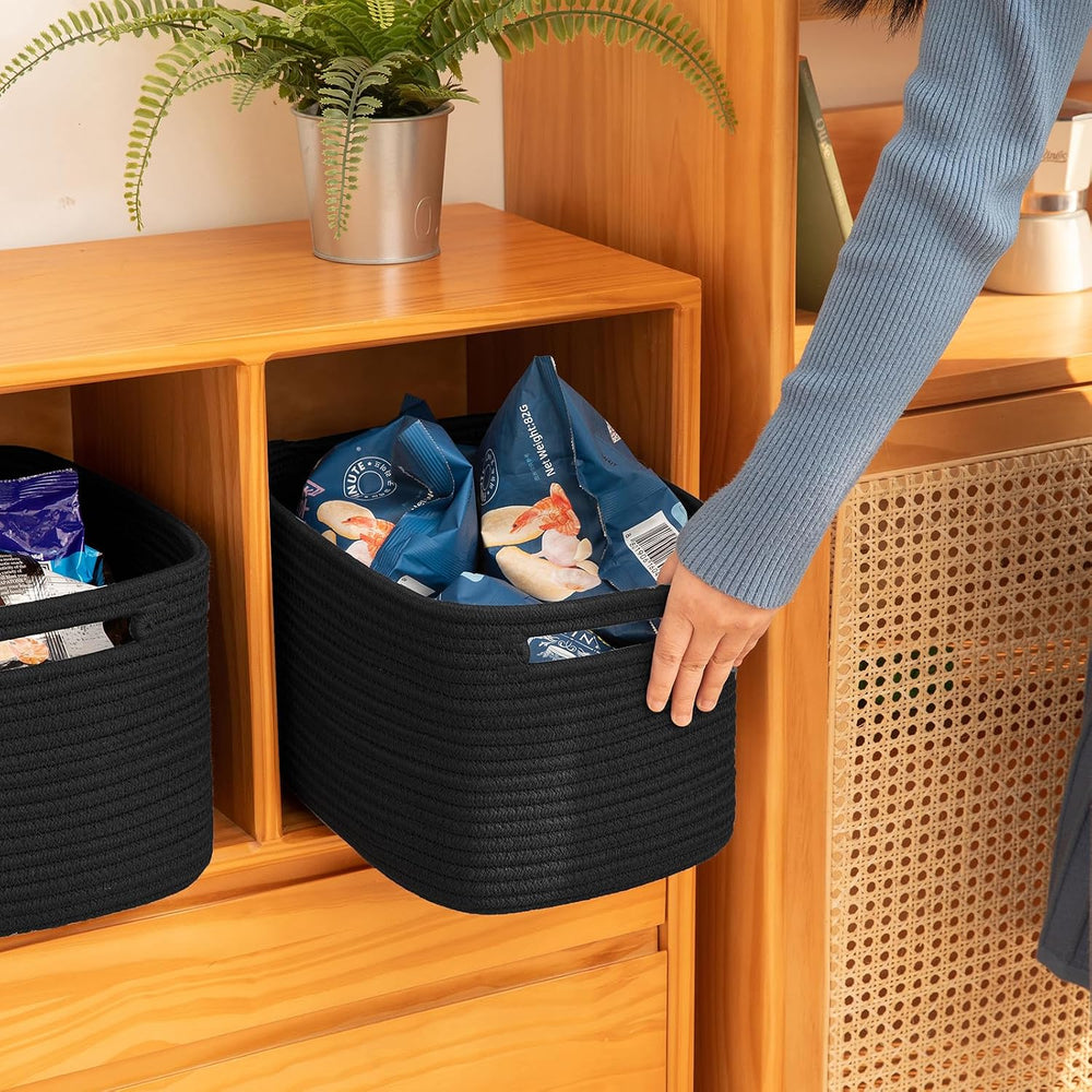 OIAHOMY 4 Pack Storage Baskets for Organizing 15L Cube Storage Bins Black