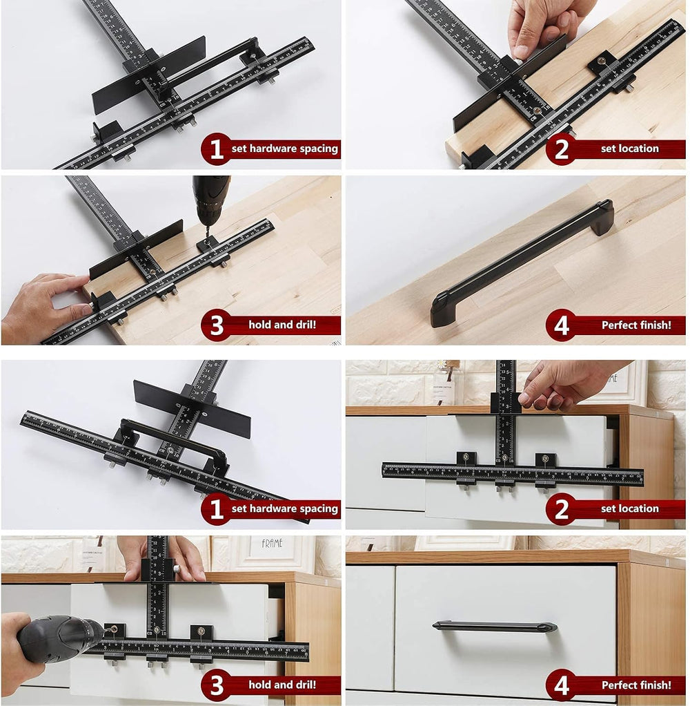 Cabinet Hardware Jig Tool All Aluminum Alloy,Adjustable Drill Guide Template ...