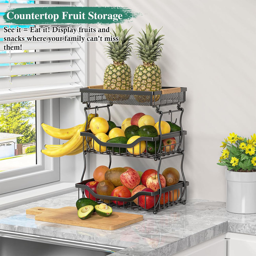 3-Tier Fruit Basket Fits Under Standard Upper Cabinet, 17.2" H