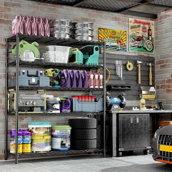 Storage Shelves, 5-Tier Adjustable Metal Industrial Utility Shelf Rack (3 PCS)