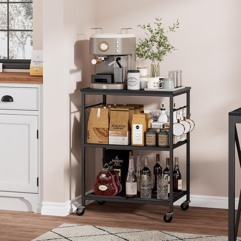 3-Tier Rolling Kitchen Microwave Cart, Utility Cart