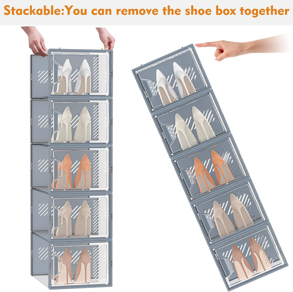 SIMPDIY XL Clear Shoe Storage Boxes, Stackable Shoe Organizer for Closet