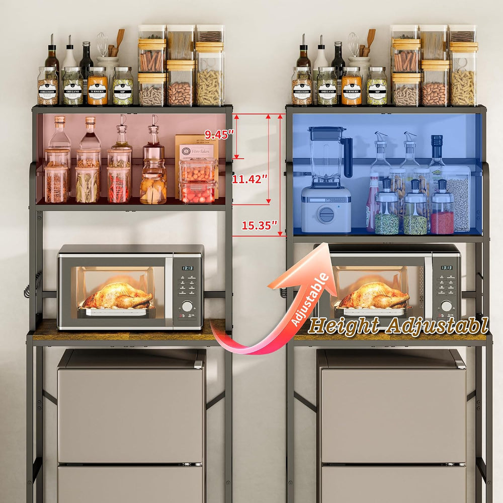 3 Tier Mini Fridge Stand Shelf with Storage for Kitchen and Dorm