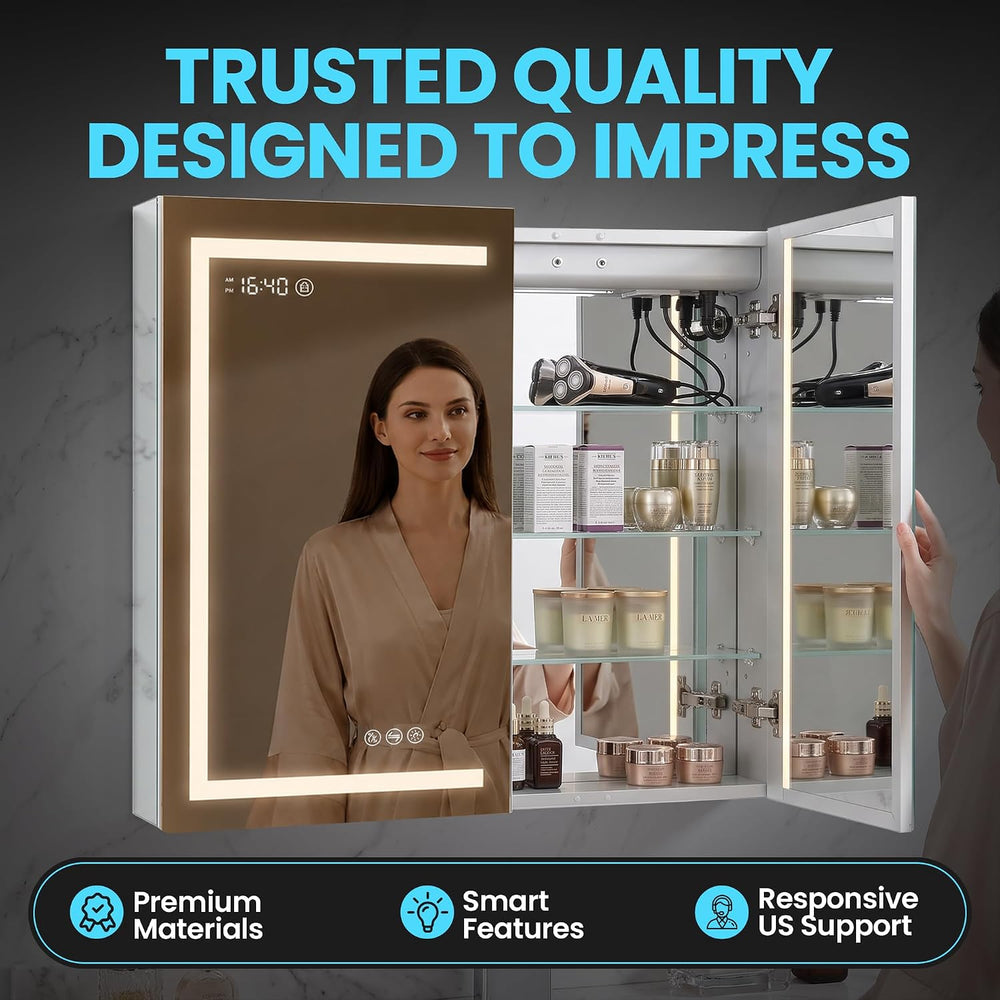 BLOSSOM Recessed or Surface LED Mirror Medicine Cabinet with Lights, LED Medi...