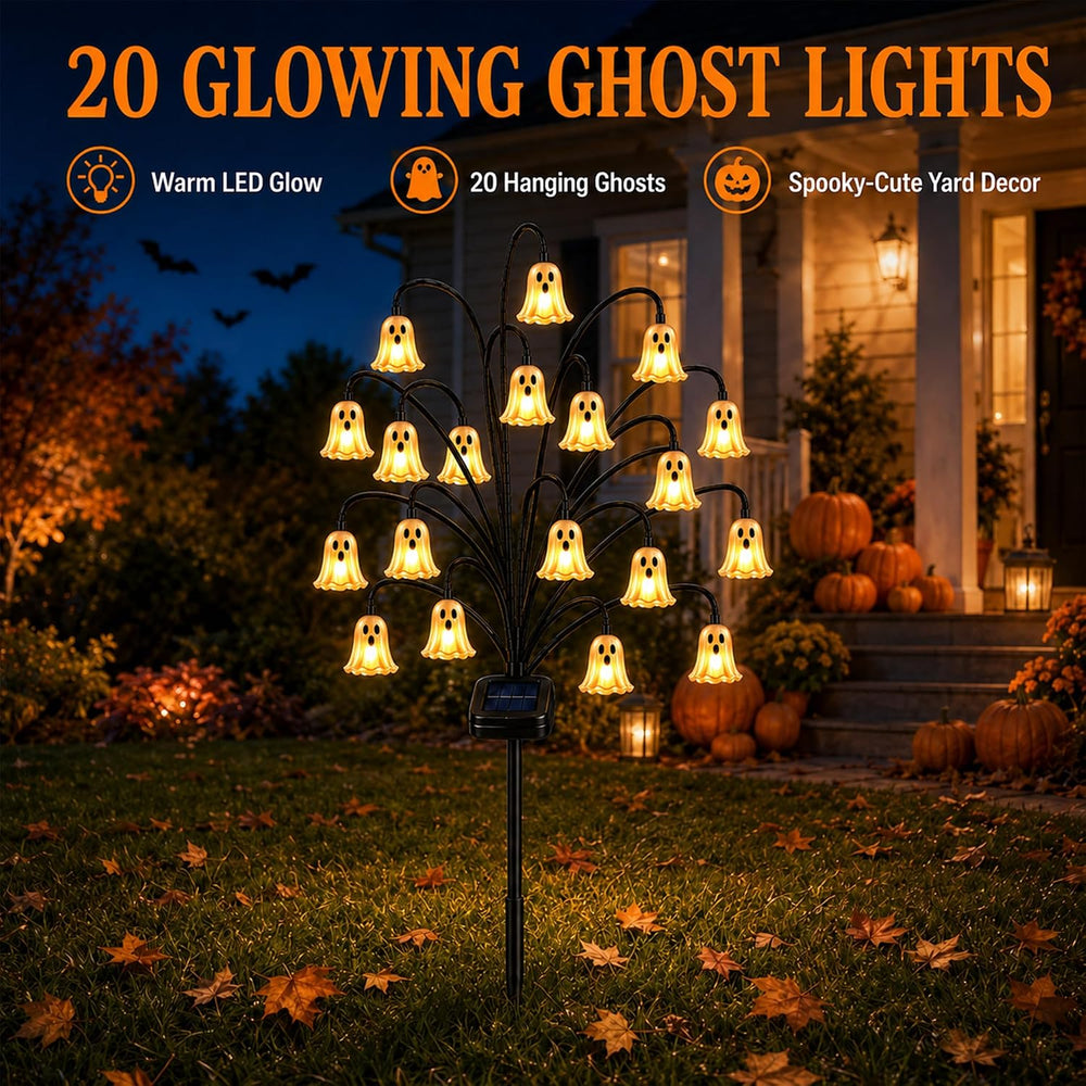 Outdoor Halloween Decorations, Solar Ghost Stake Lights for Yard