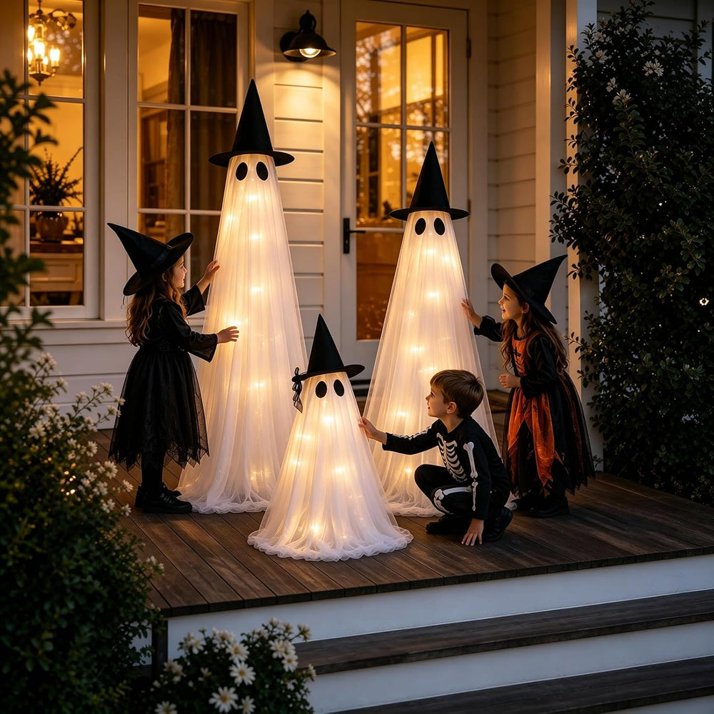 Halloween Decorations Outdoor - 3 Packs Light Up Ghost Decor for Porch Yard