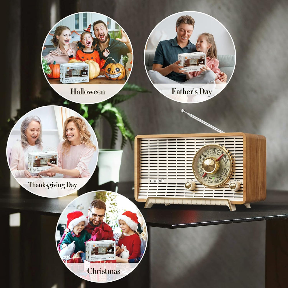 AM FM Radio Classic Retro Wood Table Bluetooth Speaker Plug-in Wall
