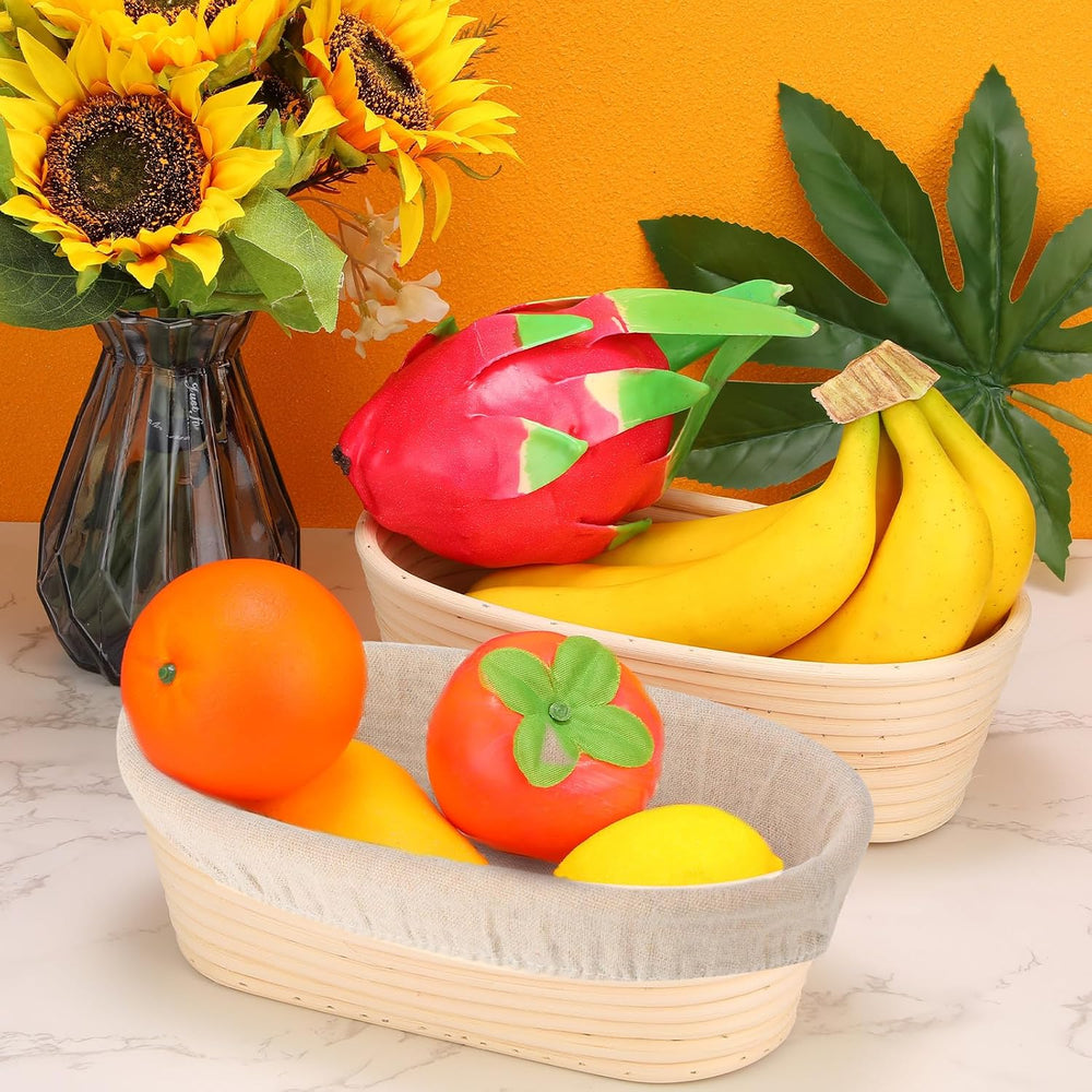 Gejoy 12 Set Bread Proofing Baskets Oval Shaped Banneton Dough Proofing Bowls...