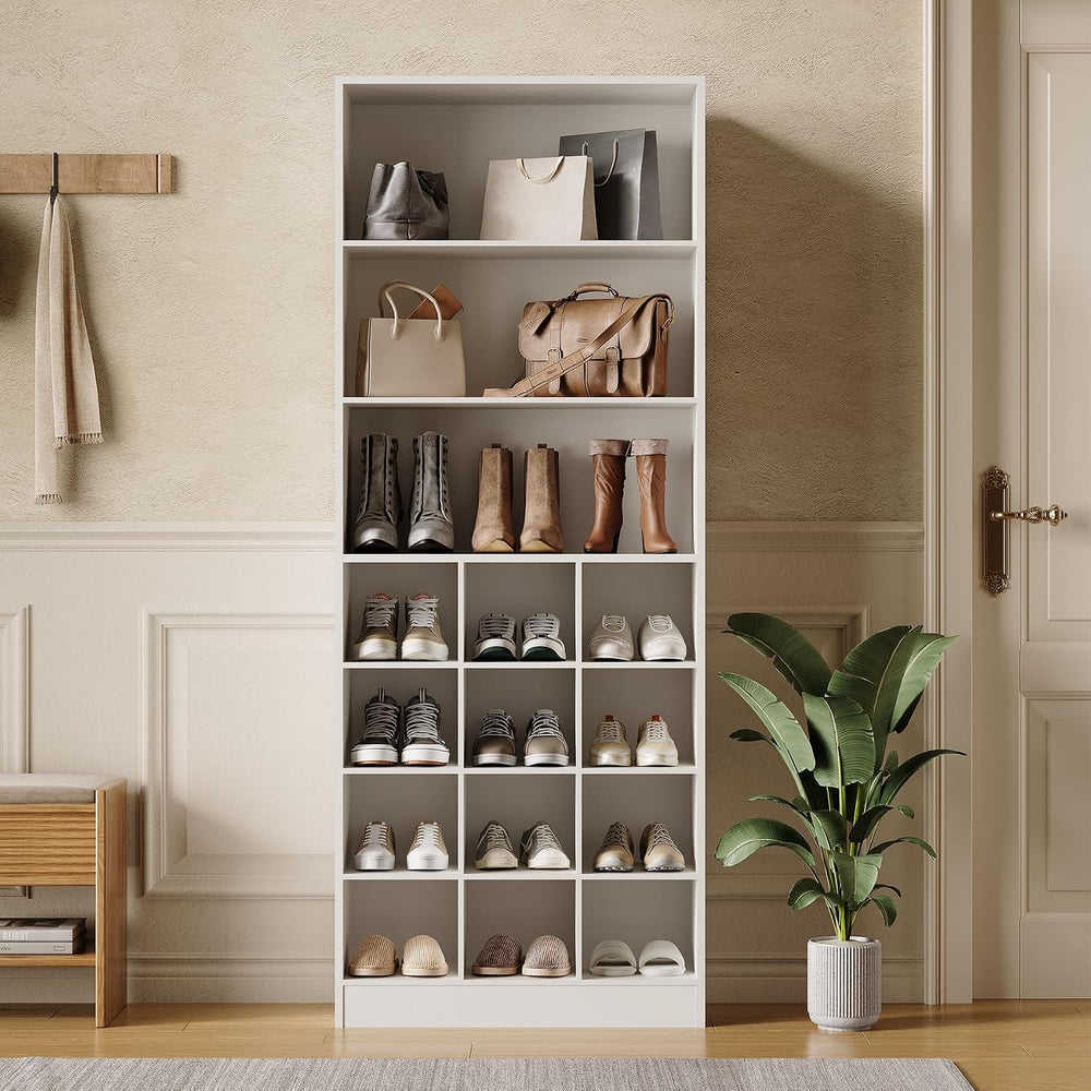 LITTLE TREE Tall Shoe Cabinet Storage, 7-Tier Wood Shoe Rack Organizer, Frees...