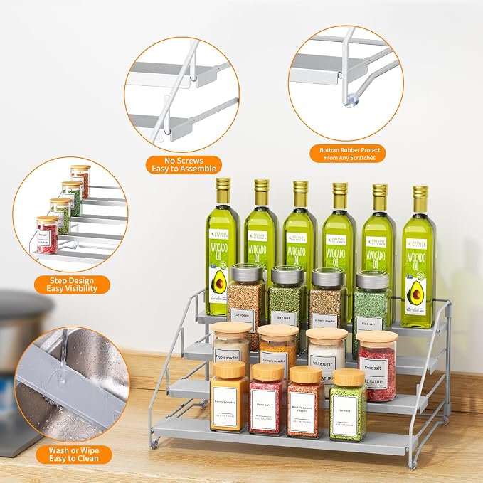 RCHYFEED 4 Tier Spice Rack Organizer, Spice Organization (2 Pack)