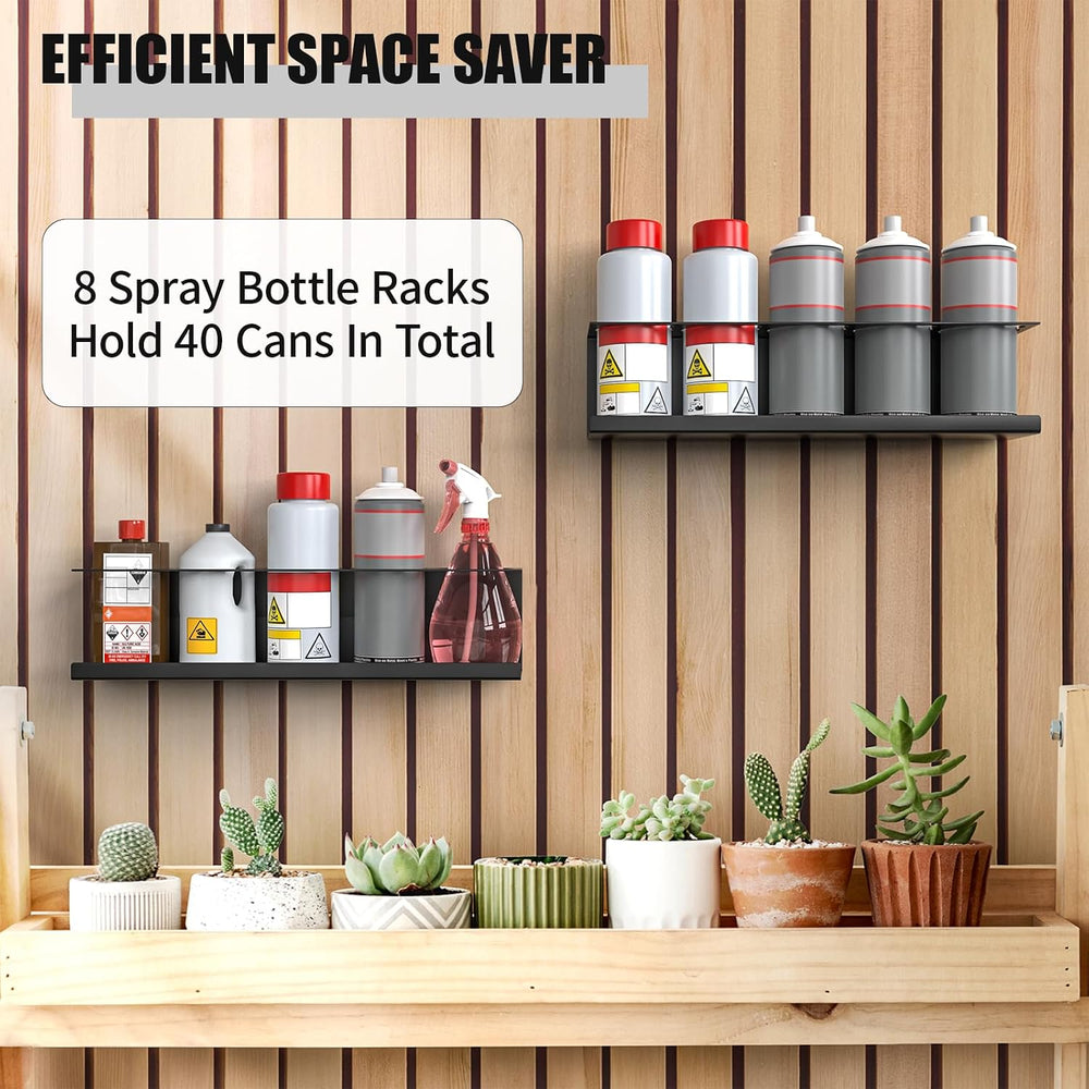 Riciakik 8 Pack Spray Bottle Holder Wall-Mounted, Aerosol Spray Can Holder St...