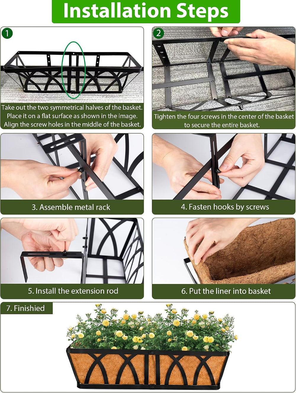 Deck Balcony Railing Planter Window Boxes - 3 Pack 24 Inch Planter Box, Balco...