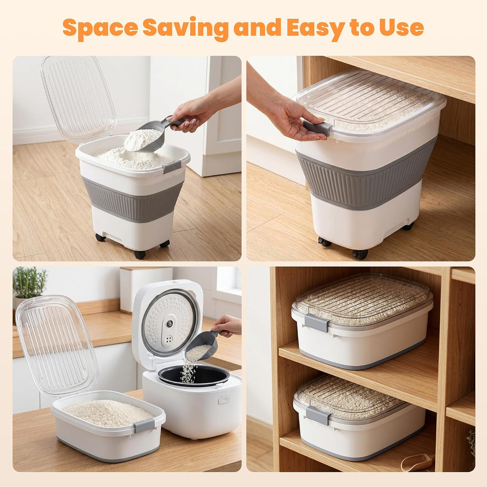 50 Lbs Rice Container, Collapsible Dog Food Storage Container