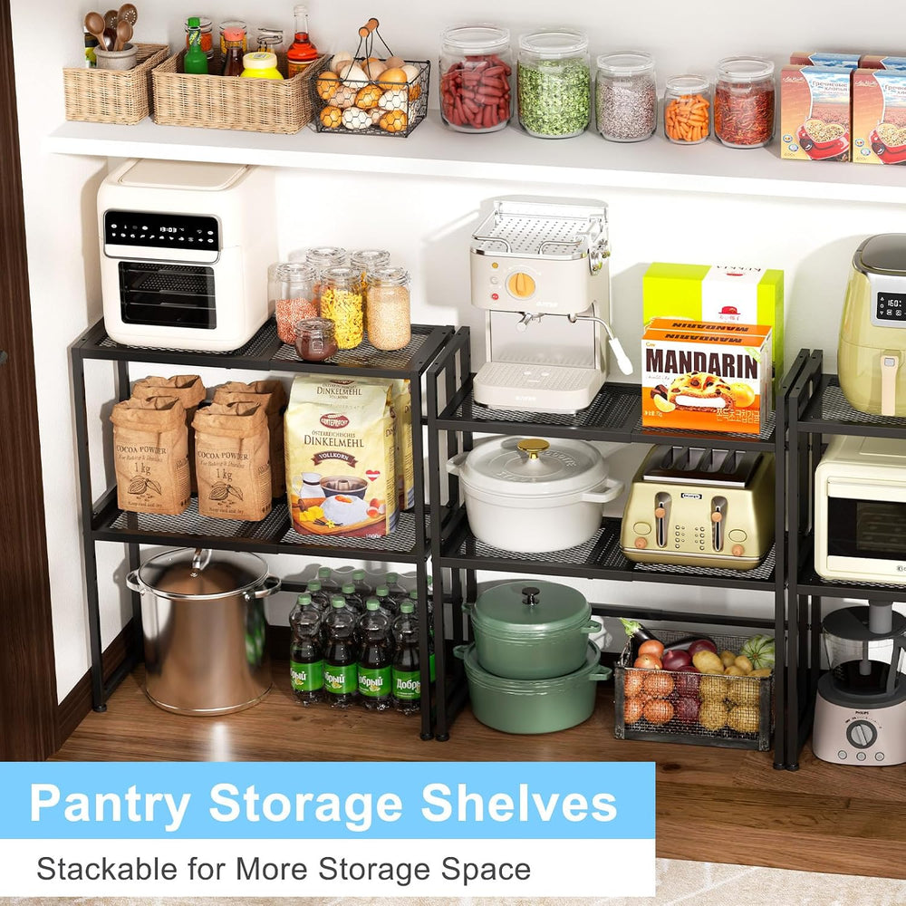 Expandable Storage Shelves Rack, Heavy Duty Metal Shelving Unit and Storage