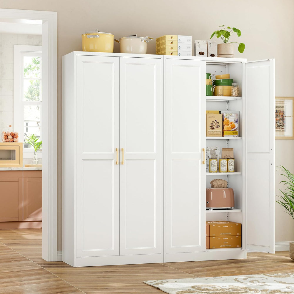 71"Tall Metal Kitchen Pantry Storage Cabinet with Doors& 4 Shelves