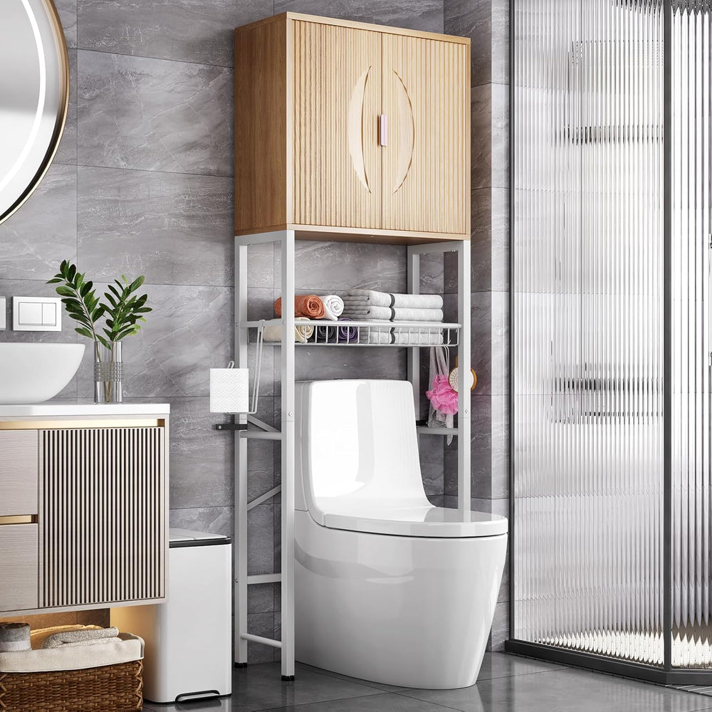 Kalrin Over The Toilet Storage Cabinet with Fluted Wave Doors and Adjustable ...