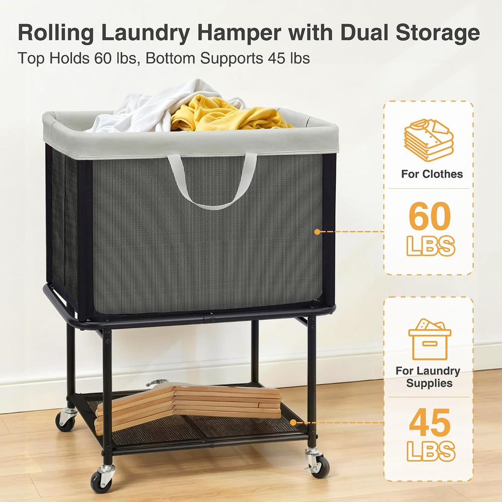 STO STO Rolling Laundry Hamper with Lockable Wheels, 29-Gallon (110L) Laundry...