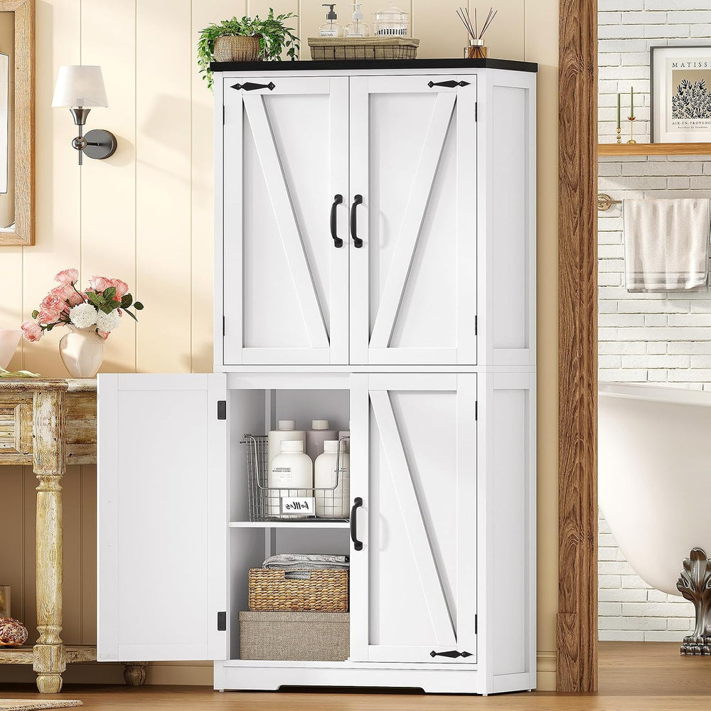 58.5" H Storage Cabinet, Farmhouse Kitchen Pantry Cabinet with 4 Doors