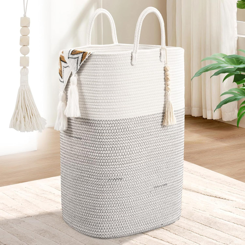 Woven Laundry Basket for Clothes, 80L Large Rectangle Laundry Hampers