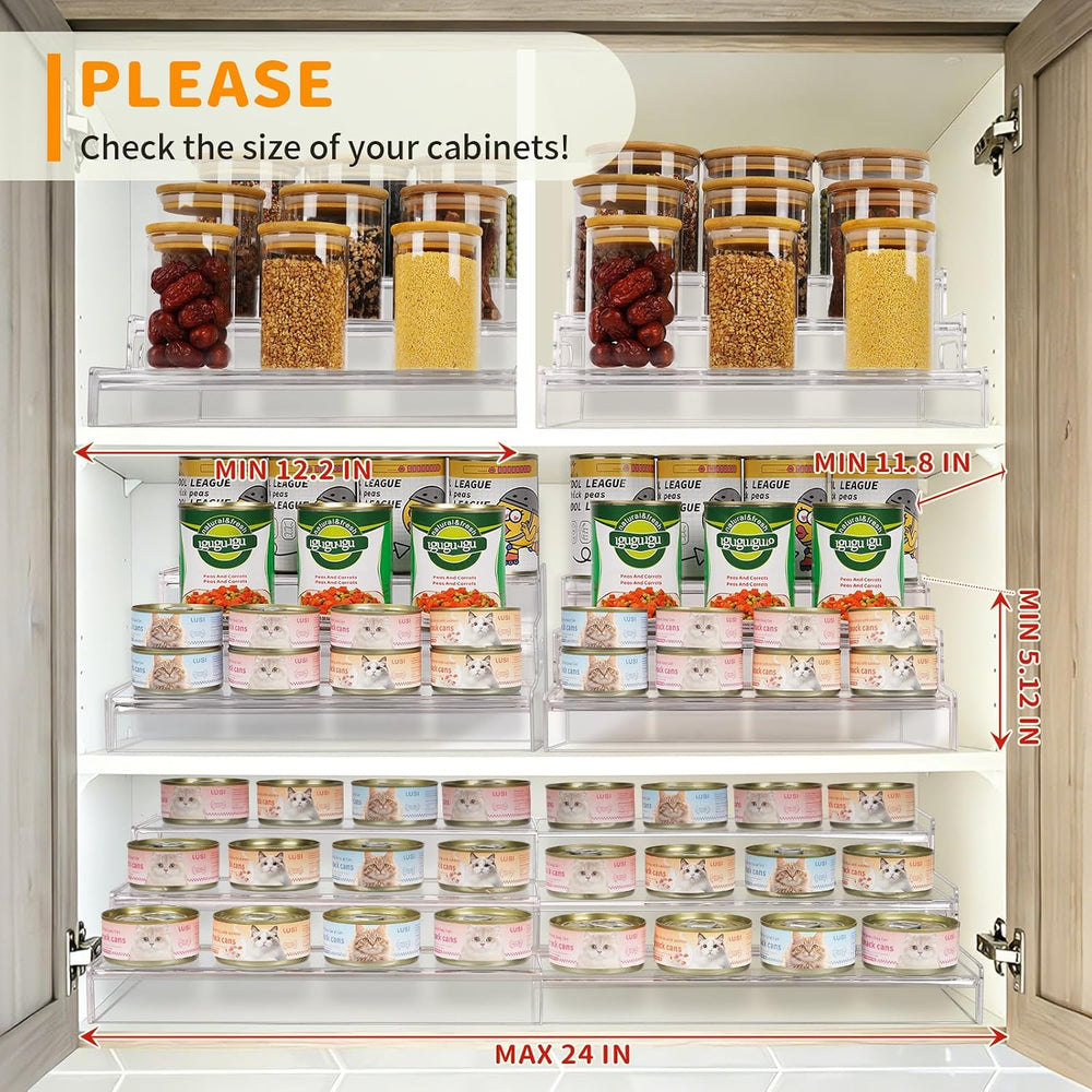 Expandable Can Rack Organizer, 3 Tier Acrylic Can Food Storage for Pantry