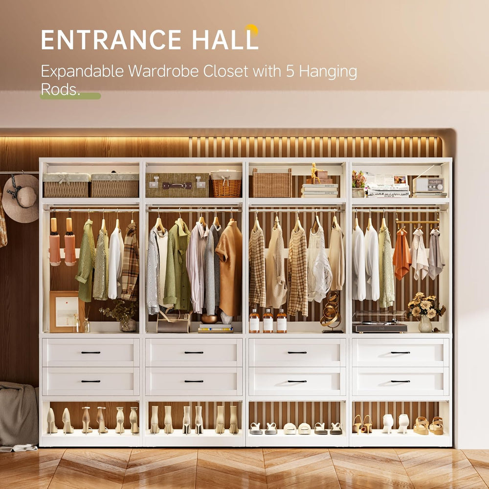 2 Pack 79" H Walk-in Closet System with 4 Expandable Hanging Rods