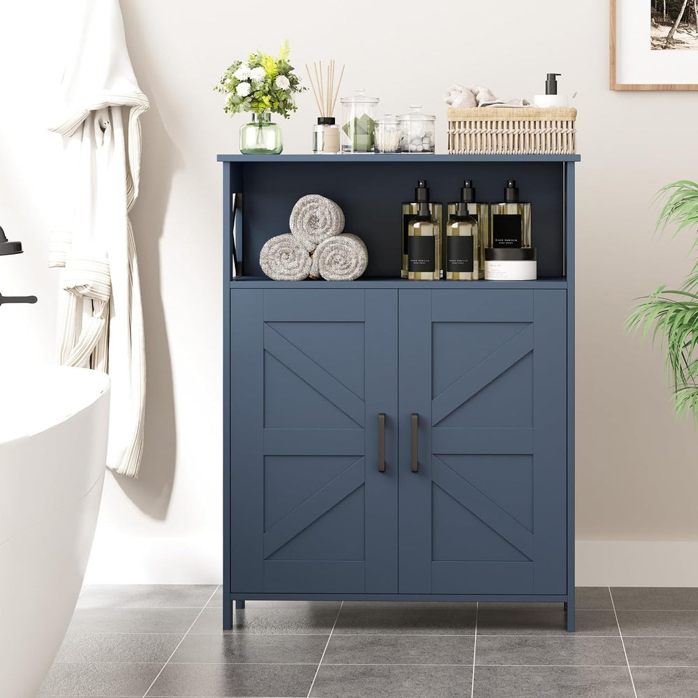 Homhedy Farmhouse Bathroom Storage Cabinet with Doors, Small Floor Cabinet