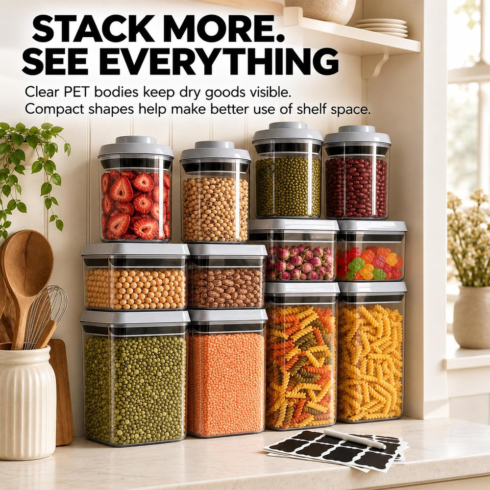 Pop Push Button Airtight Food Storage Containers 12 Pack