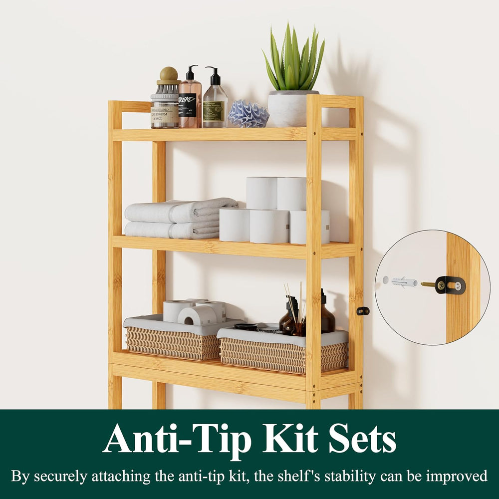 Smiry Bamboo Over The Toilet Storage Cabinet, 3 Tier, Natural