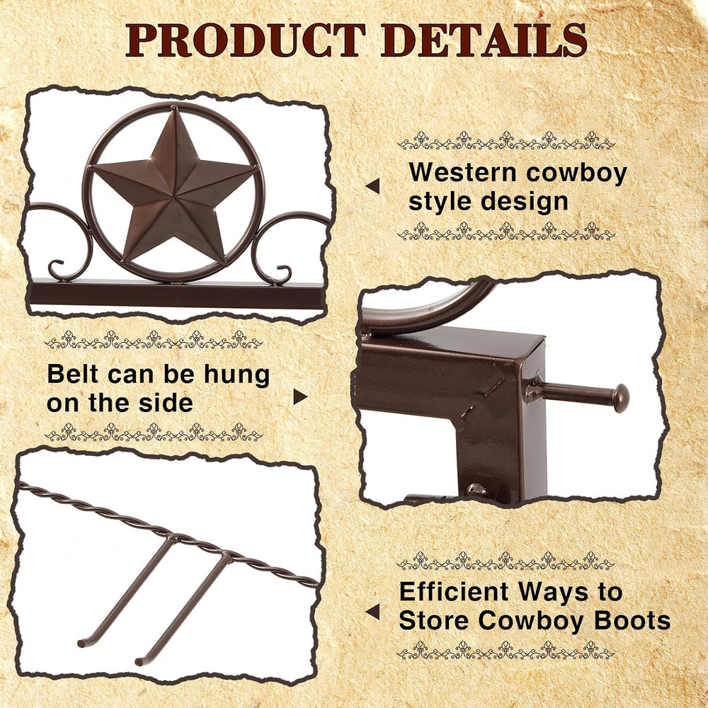 Novabright Western Boot Rack for 4 Pairs, Metal Star Freestanding Cowboy Boot...