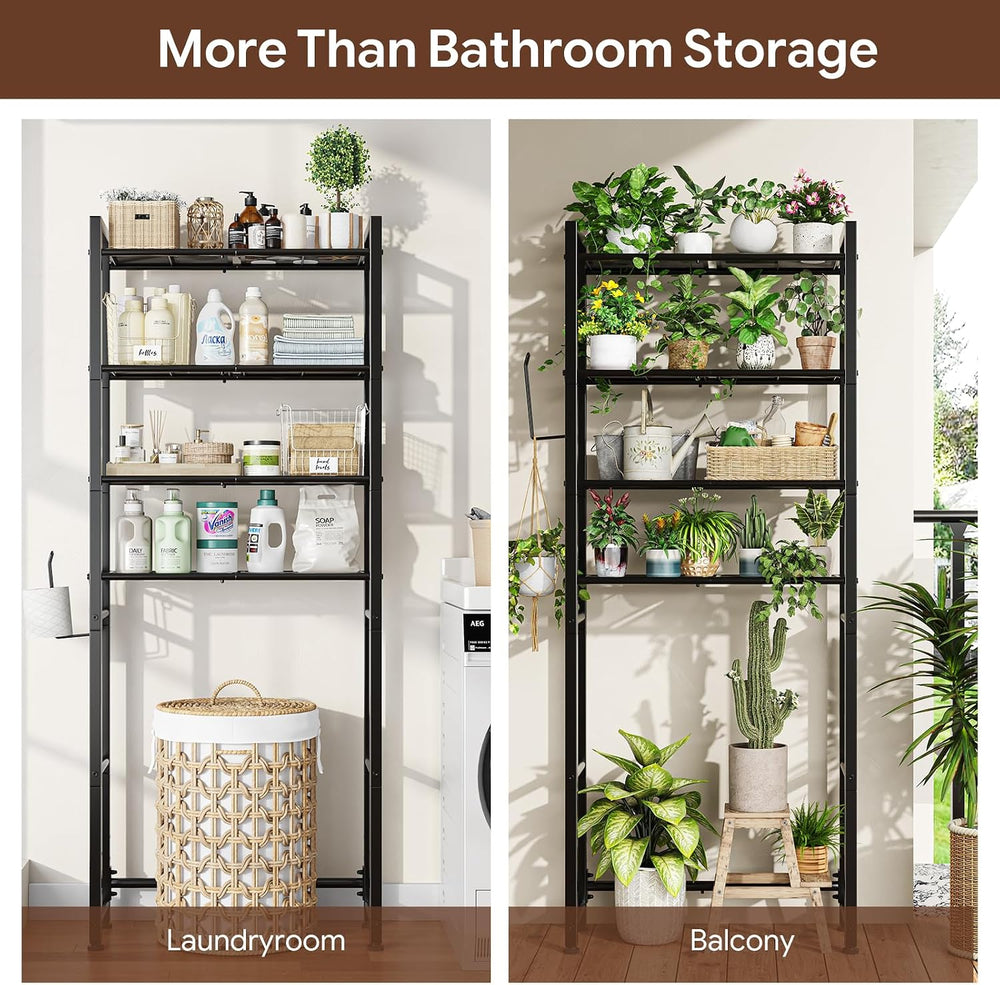 Simple Trending 70.75" Over Toilet Storage Rack with Paper Holder, Black