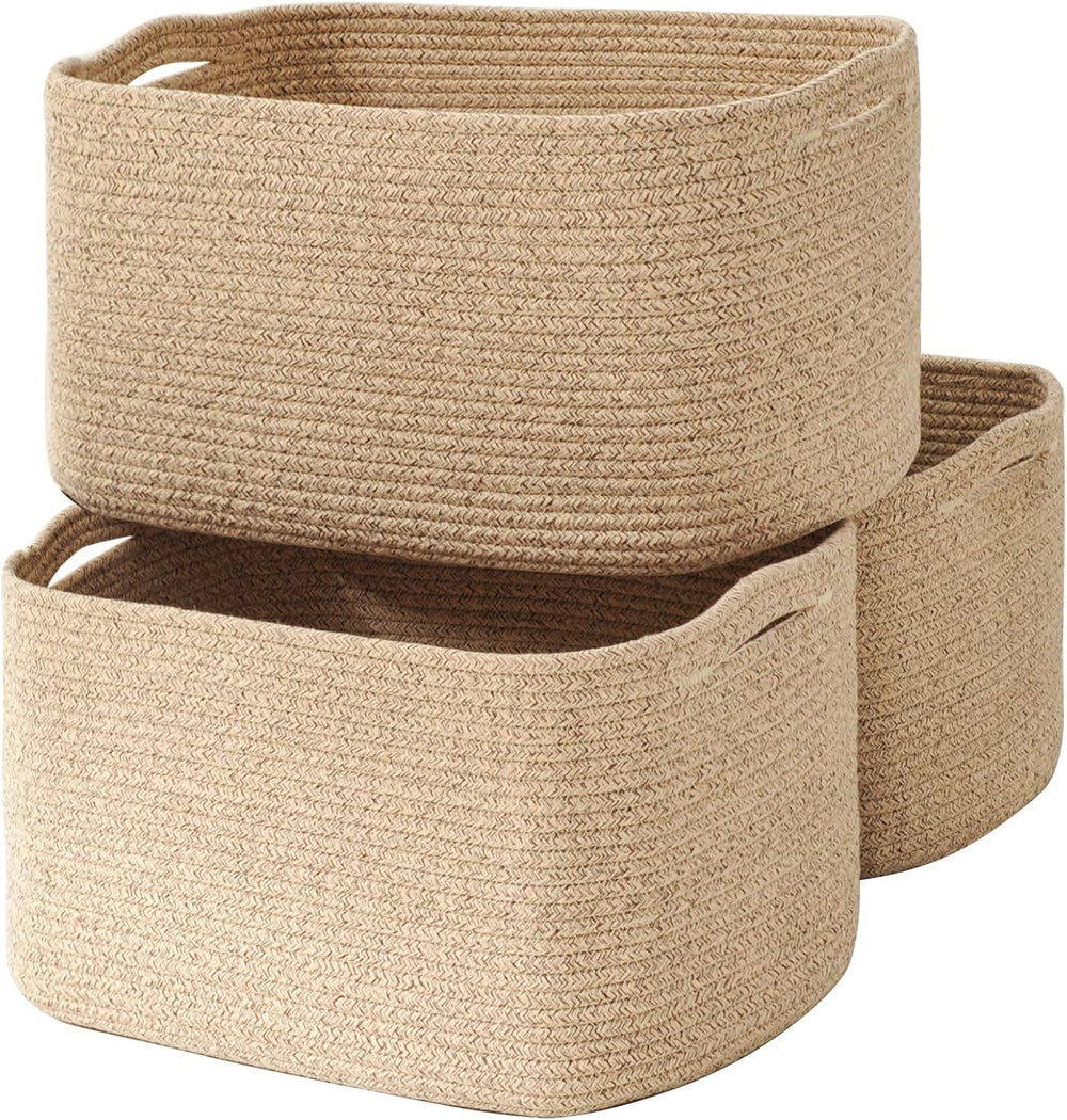 Large Storage Baskets for Organizing Shelves, Woven Cotton Rope Bins for Baby...