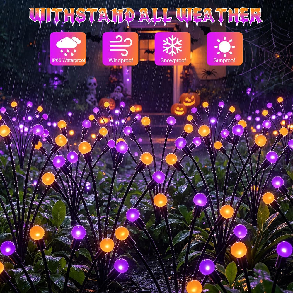 VOOKRY 4 Pack Halloween Decorations Outdoor, 24 LED Solar Firefly Lights Outd...