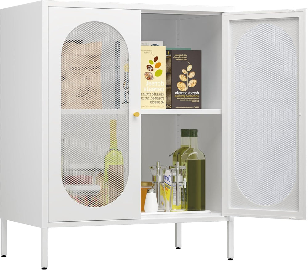 2 Door Accent Cabinet,Metal Storage Cabinet with Adjustable Shelf,Buffet Side...