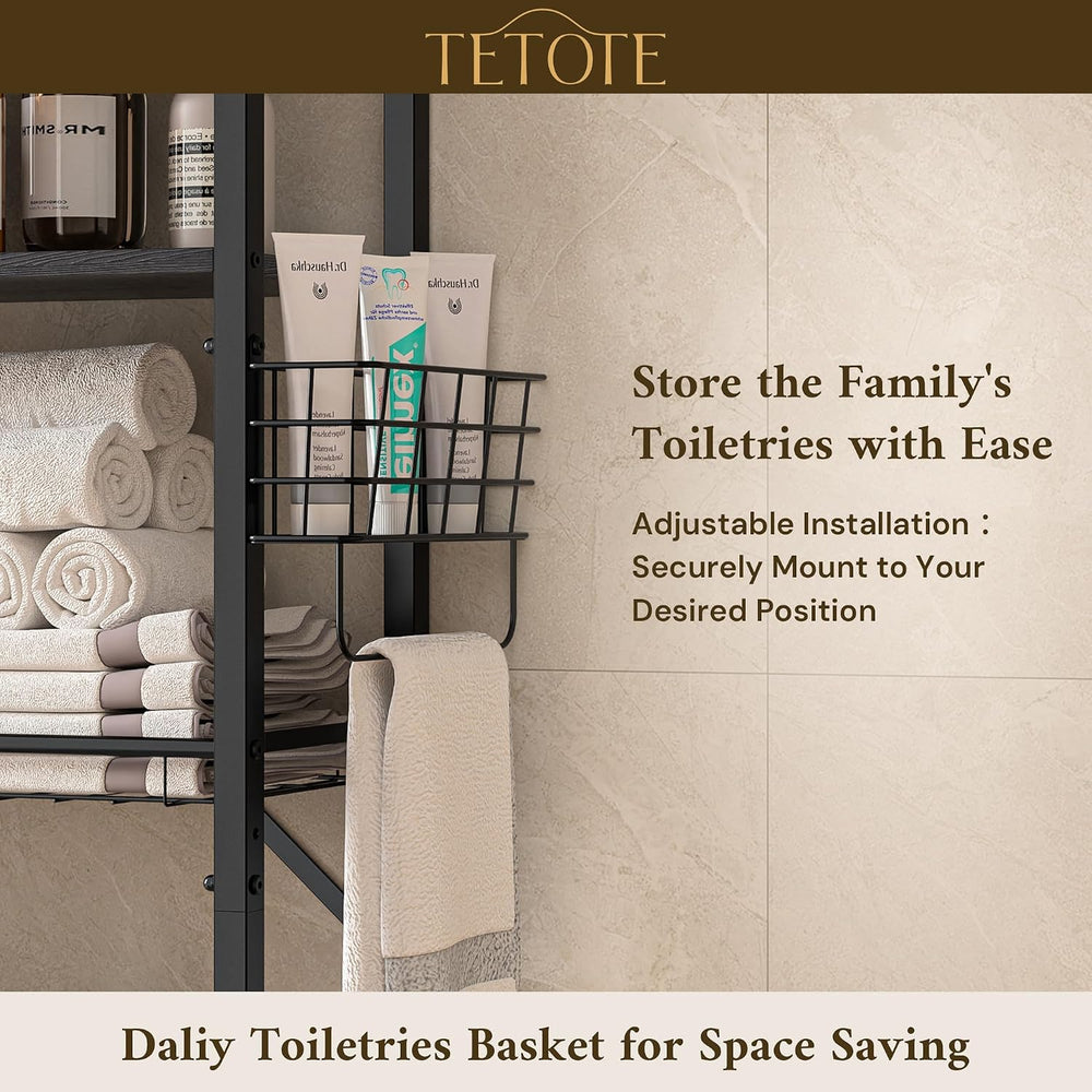 TETOTE Over-The-Toilet Storage Rack, 4-Tier Bathroom Organizer Shelf Over Toi...