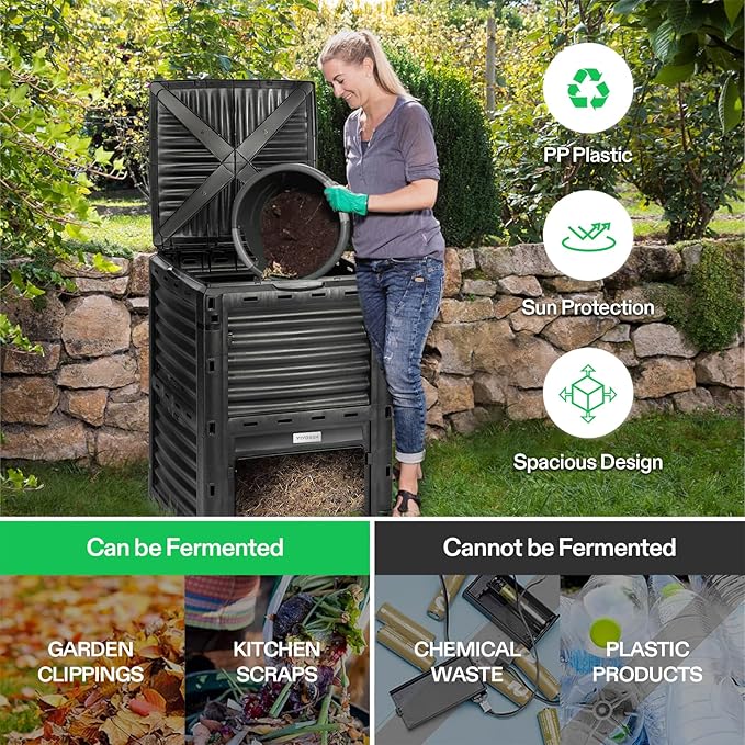 VIVOSUN Compost Bin 80Gallon, Outdoor Composter W/Large Capacity & Easy