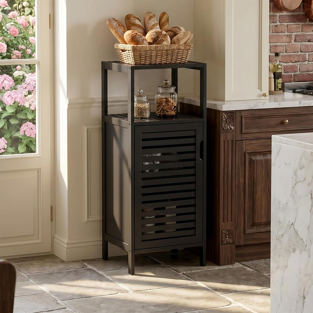 HITNET Bamboo Floor Cabinet, Small Bathroom Cabinet Floor Standing, 4 Tier Na...