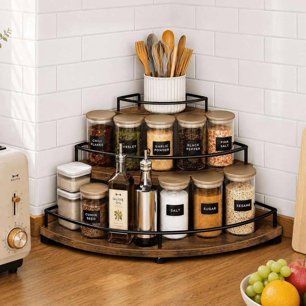Homode Corner Liquor Bottle Display Shelf, Coffee Syrup Rack Organizer