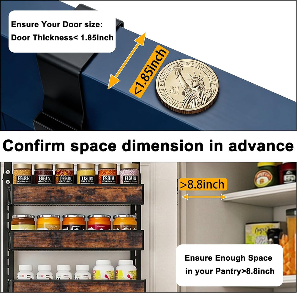 8 Tier Over The Door Pantry Orangizer 2 IN 1 Wall Mounted or Hanging Spice Ra...